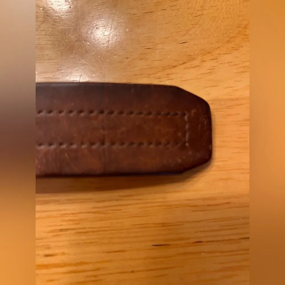 Men's Brown Leather Belt rugged leather cowboy outdoor 38  stitching Guatemala